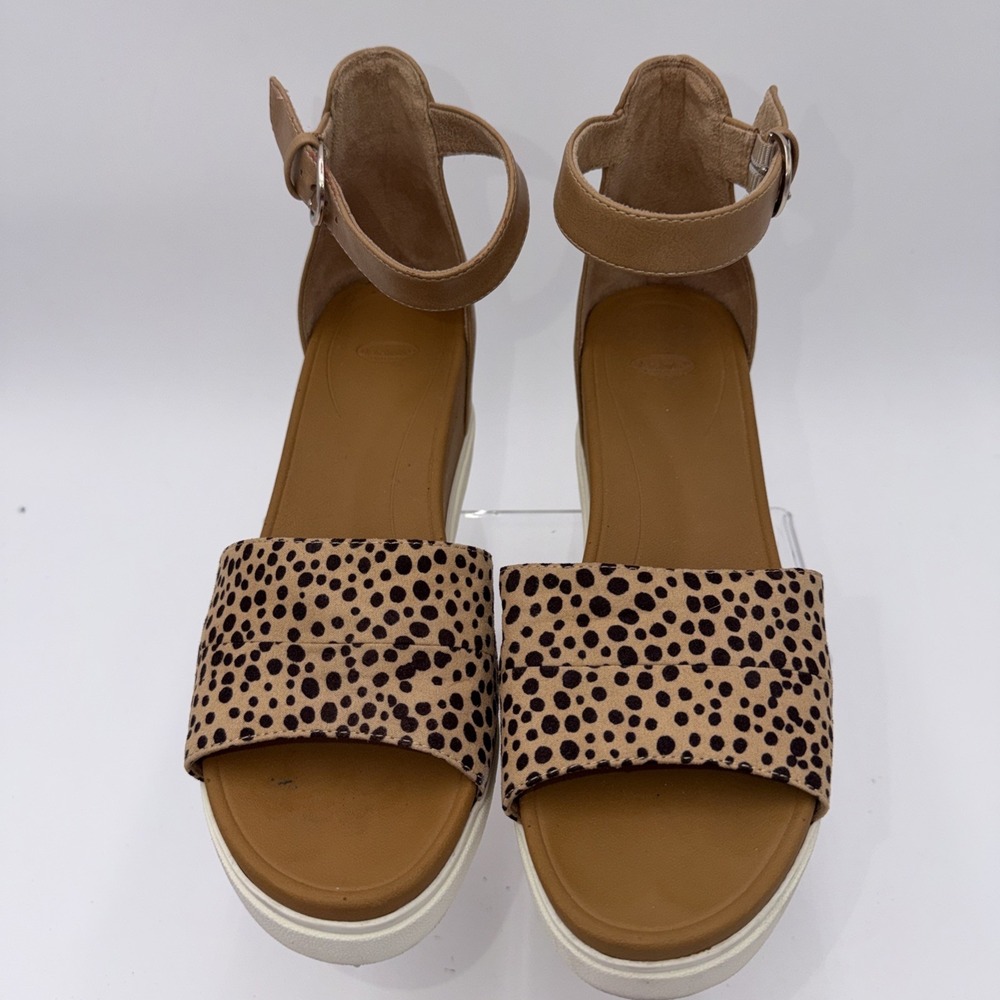 Dr Scholl's Women's Tan Wedge Sandals Show Off Ankle Straps Brown Sz 10 M - Picture 3 of 12